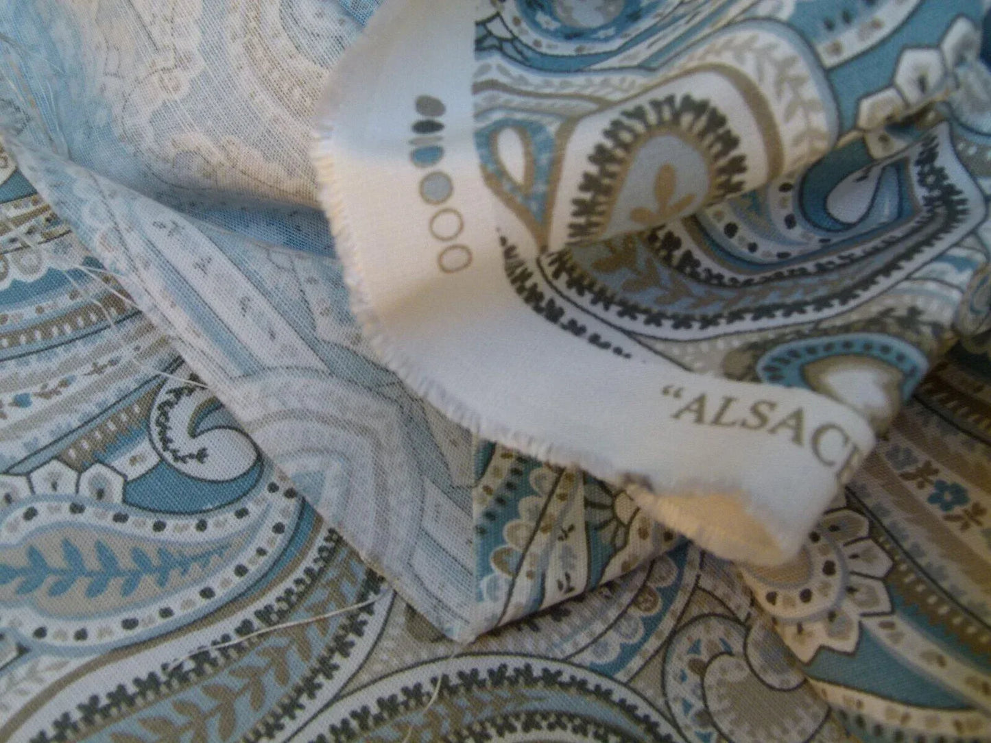 By Yd Lee Jofa Alsace Paisley Blue/sage/bark Linen Cotton MSRP USD 196/y