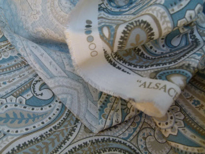 By Yd Lee Jofa Alsace Paisley Blue/sage/bark Linen Cotton MSRP USD 196/y