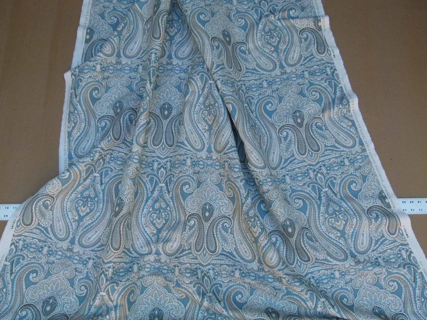 By Yd Lee Jofa Alsace Paisley Blue/sage/bark Linen Cotton MSRP USD 196/y