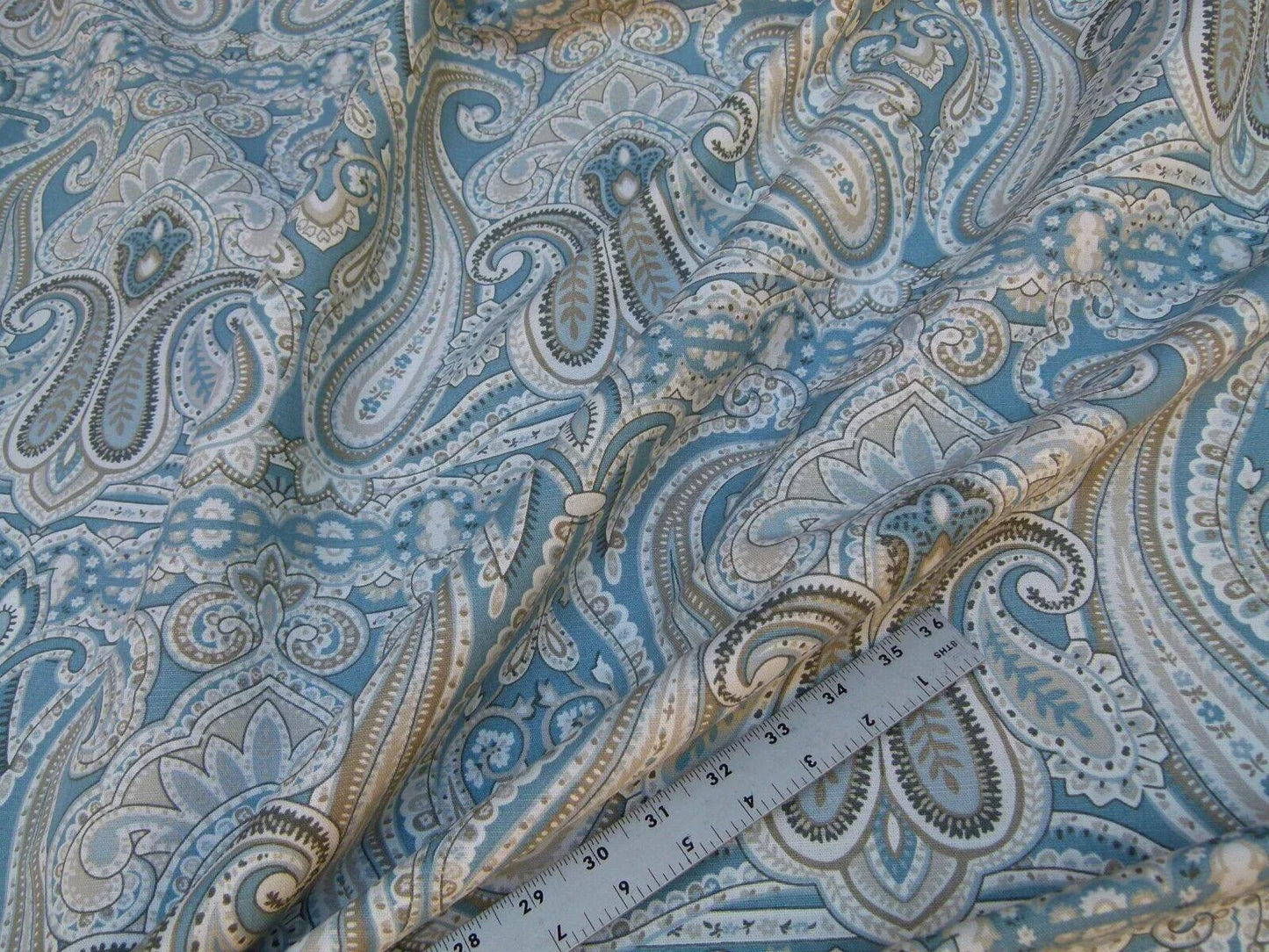By Yd Lee Jofa Alsace Paisley Blue/sage/bark Linen Cotton MSRP USD 196/y