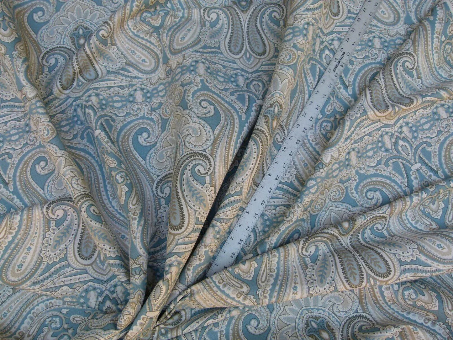By Yd Lee Jofa Alsace Paisley Blue/sage/bark Linen Cotton MSRP USD 196/y