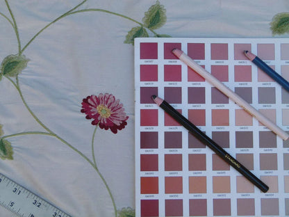 By Yard Kravet Aster On White 100% Silk Embroidered Red Pink Red Floral Vine MSRP 199/Y