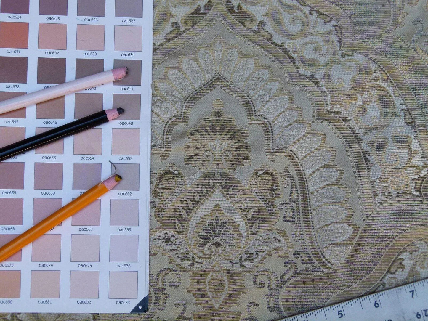 By Yard Kravet Kashmir Silk Damask Medallion Truffle Gold Beige MSRP USD 298/y