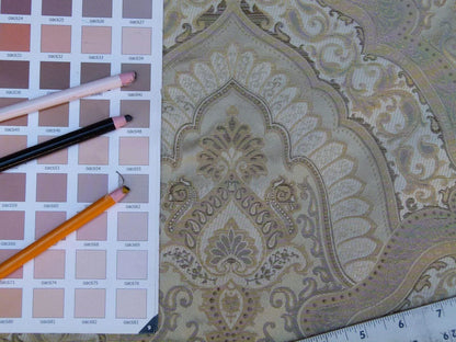 By Yard Kravet Kashmir Silk Damask Medallion Truffle Gold Beige MSRP USD 298/y