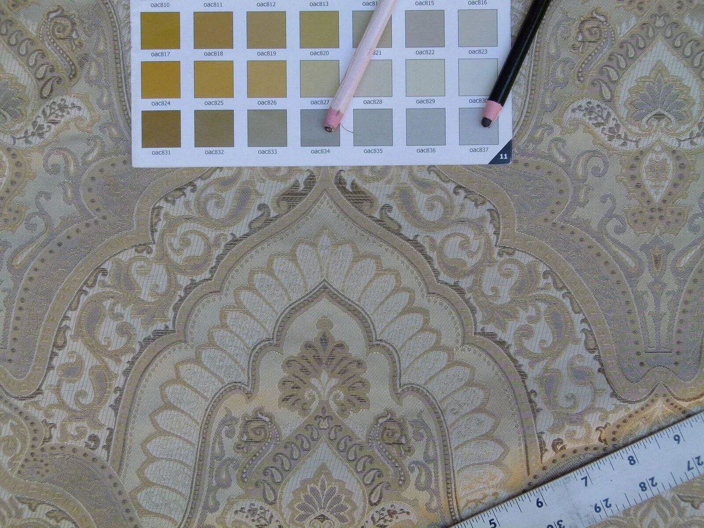 By Yard Kravet Kashmir Silk Damask Medallion Truffle Gold Beige MSRP USD 298/y