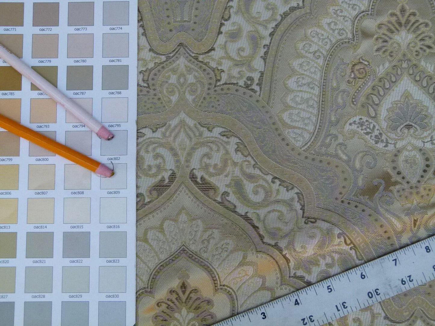 By Yard Kravet Kashmir Silk Damask Medallion Truffle Gold Beige MSRP USD 298/y