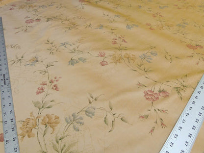 By Yard Kravet Elissa Silk Shimmer Impressionist Garden Golden Glimmer English Garden Rose Bell Flower Lily of Valley Pink Blue Print on Silk MSRP USD 149/Y