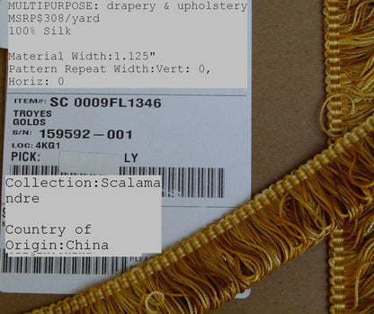 Scalamandre Old World Weavers Troyes Gold Silk Loop Trim