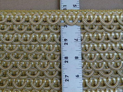 By yard Scalamandre Old World Weavers Tulip Open Scroll Braid Trim Olive Green Gold