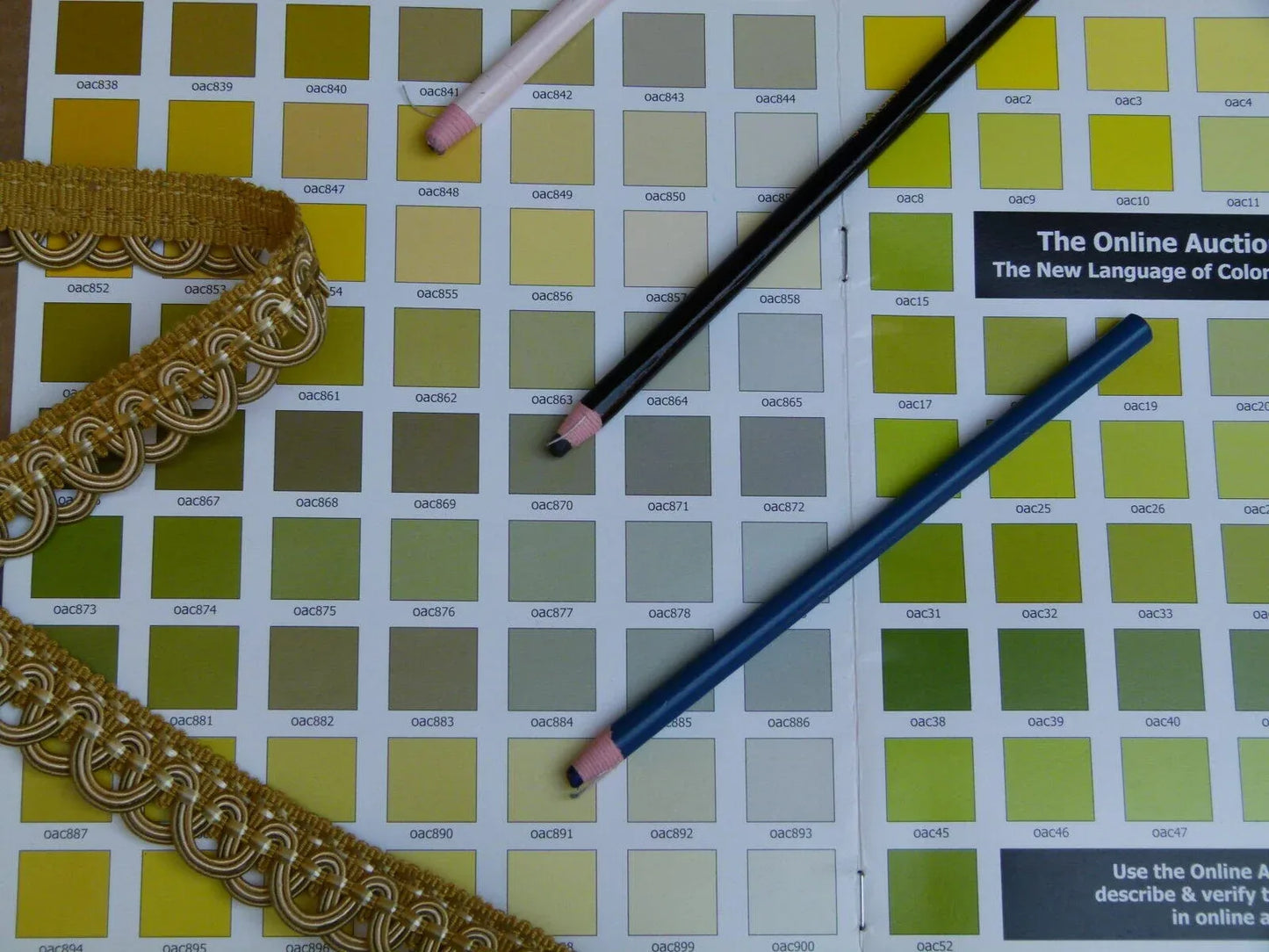 By yard Scalamandre Old World Weavers Tulip Open Scroll Braid Trim Olive Green Gold