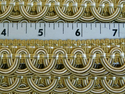 By yard Scalamandre Old World Weavers Tulip Open Scroll Braid Trim Olive Green Gold