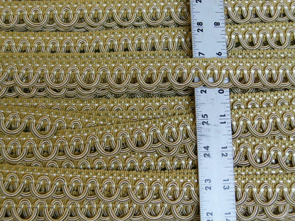 By yard Scalamandre Old World Weavers Tulip Open Scroll Braid Trim Olive Green Gold