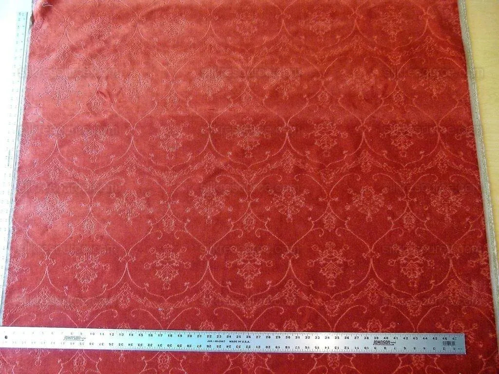Scalamandre Pennsbury Cut Linen Velvet Renaissance Coral Red Deep Pink Beige MSRP USD 504/Y