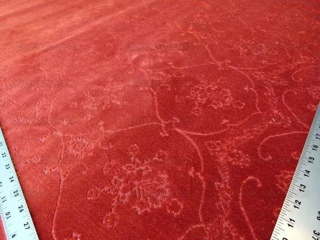 Scalamandre Pennsbury Cut Linen Velvet Renaissance Coral Red Deep Pink Beige MSRP USD 504/Y