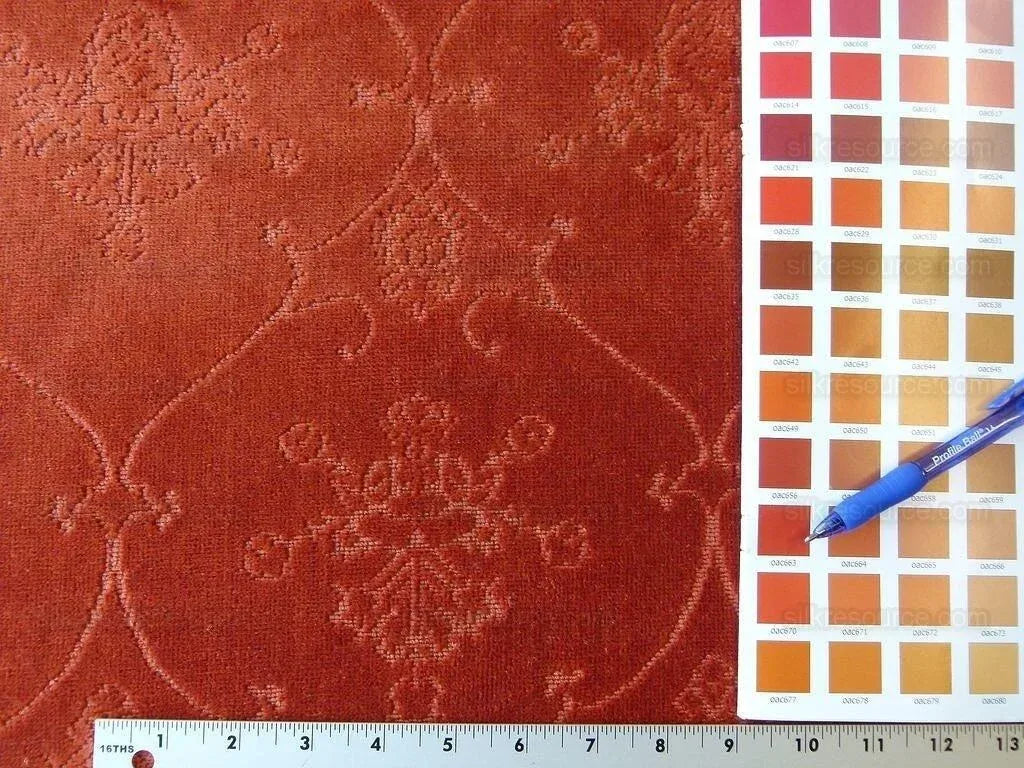 Scalamandre Pennsbury Cut Linen Velvet Renaissance Coral Red Deep Pink Beige MSRP USD 504/Y