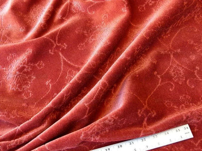 Scalamandre Pennsbury Cut Linen Velvet Renaissance Coral Red Deep Pink Beige MSRP USD 504/Y