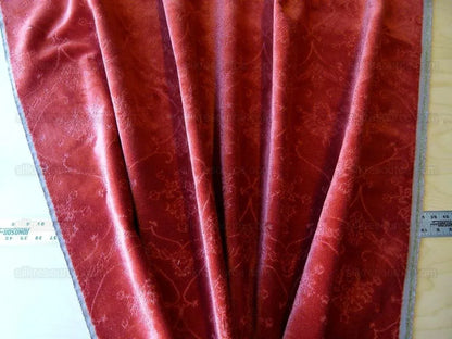 Scalamandre Pennsbury Cut Linen Velvet Renaissance Coral Red Deep Pink Beige MSRP USD 504/Y