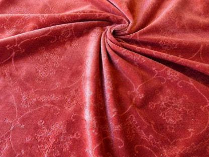 Scalamandre Pennsbury Cut Linen Velvet Renaissance Coral Red Deep Pink Beige MSRP USD 504/Y