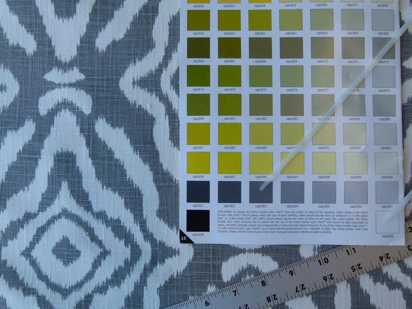 Scalamandre Zanzibar Ikat Smoke Grey White Cotton Print Mid-Century MSRP USD 254.80/Y