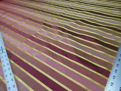 Scalamandre Napoli Stripe Wine &amp; Gold 100% Silk Taffeta MSRP USD 350/y