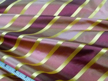 Scalamandre Napoli Stripe Wine &amp; Gold 100% Silk Taffeta MSRP USD 350/y