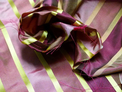 Scalamandre Napoli Stripe Wine &amp; Gold 100% Silk Taffeta MSRP USD 350/y