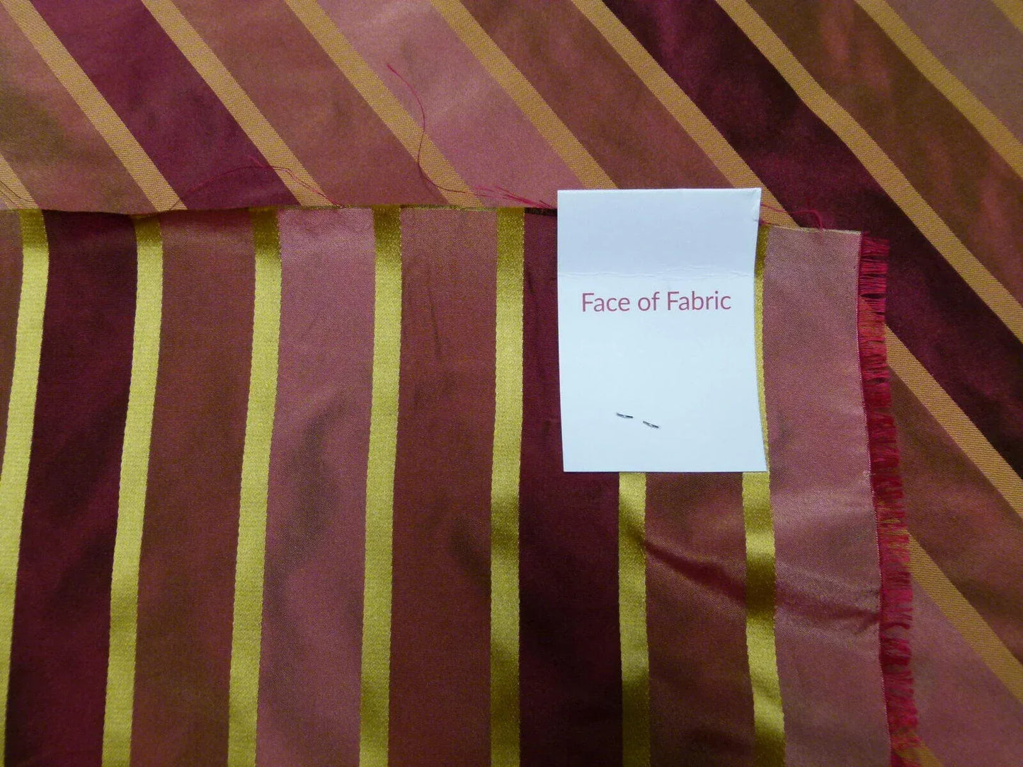 Scalamandre Napoli Stripe Wine &amp; Gold 100% Silk Taffeta MSRP USD 350/y