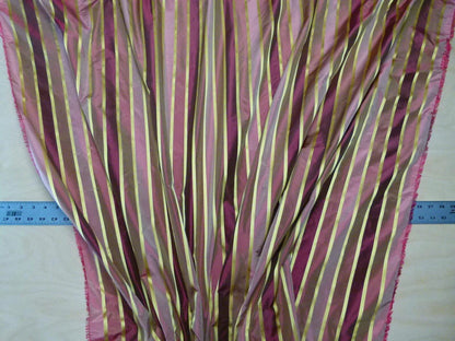 Scalamandre Napoli Stripe Wine &amp; Gold 100% Silk Taffeta MSRP USD 350/y