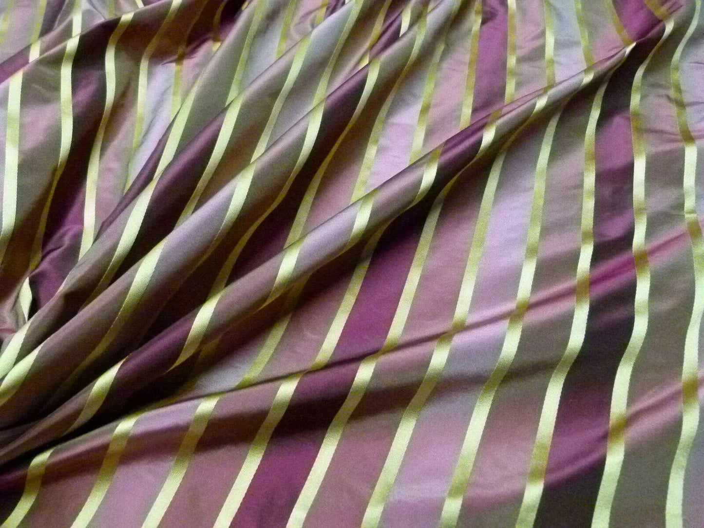 Scalamandre Napoli Stripe Wine &amp; Gold 100% Silk Taffeta MSRP USD 350/y