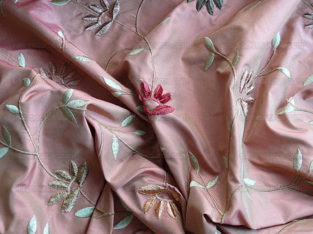 Kravet Silk Taffeta Chenille Flower Copper Red 7.5y