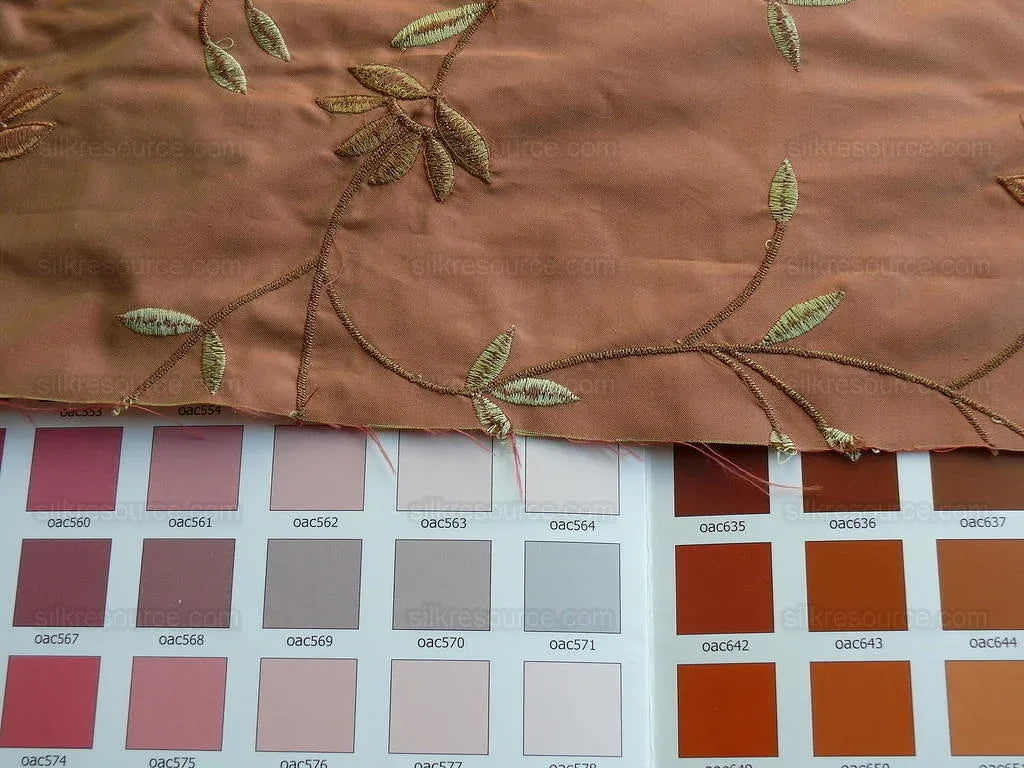 Kravet Silk Taffeta Chenille Flower Copper Red 7.5y