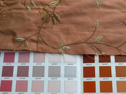 Kravet Silk Taffeta Chenille Flower Copper Red 7.5y