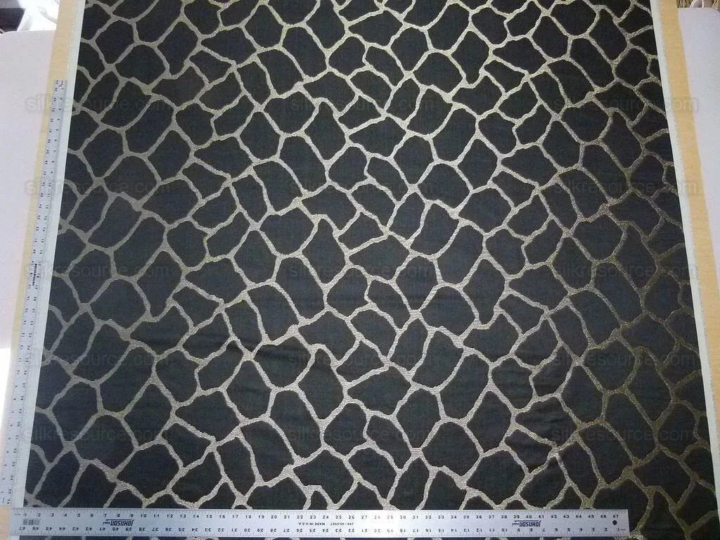 Scalamandre Giraffa Black Giraffe Animal Skin Heavy Silk Jacquard MSRP USD358/y