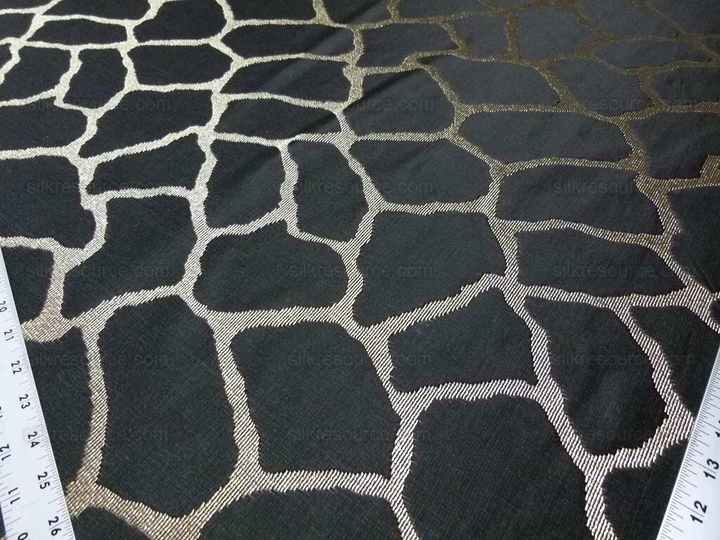 Scalamandre Giraffa Black Giraffe Animal Skin Heavy Silk Jacquard MSRP USD358/y