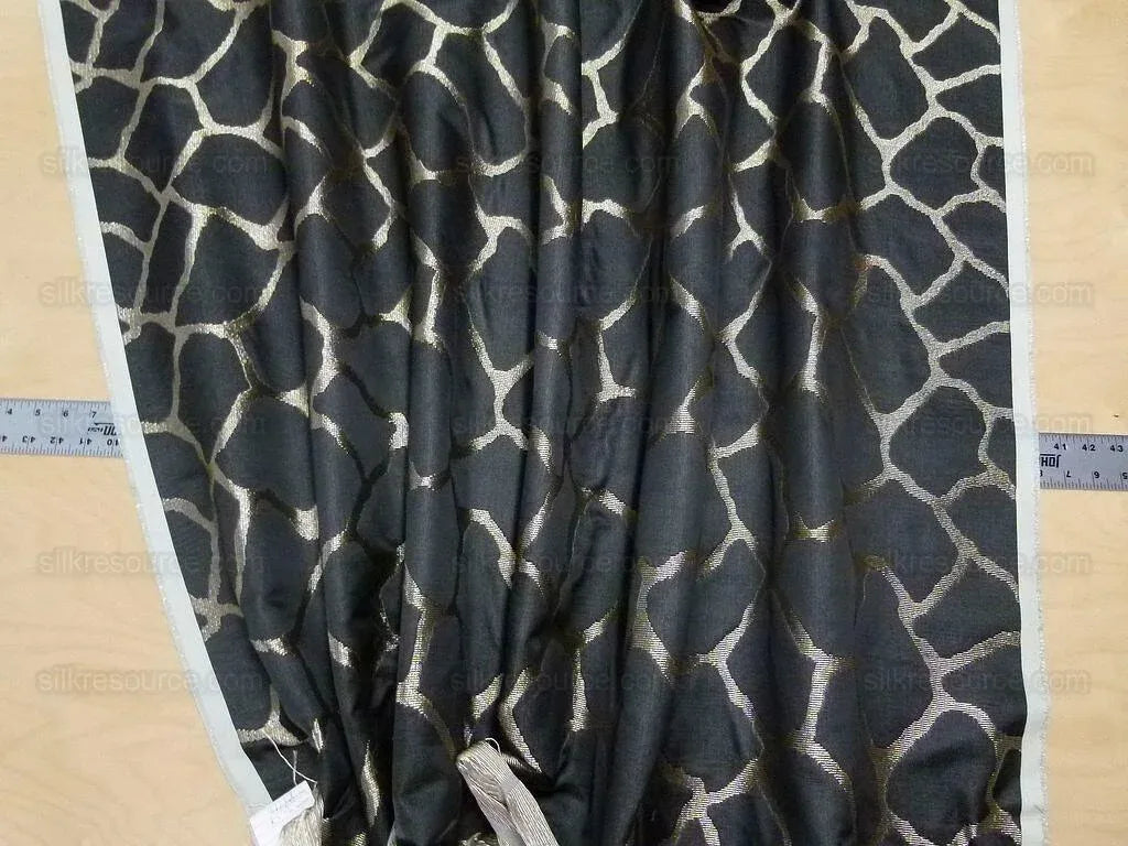 Scalamandre Giraffa Black Giraffe Animal Skin Heavy Silk Jacquard MSRP USD358/y