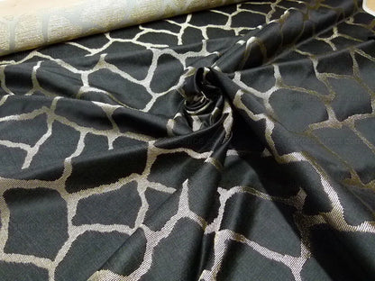Scalamandre Giraffa Black Giraffe Animal Skin Heavy Silk Jacquard MSRP USD358/y
