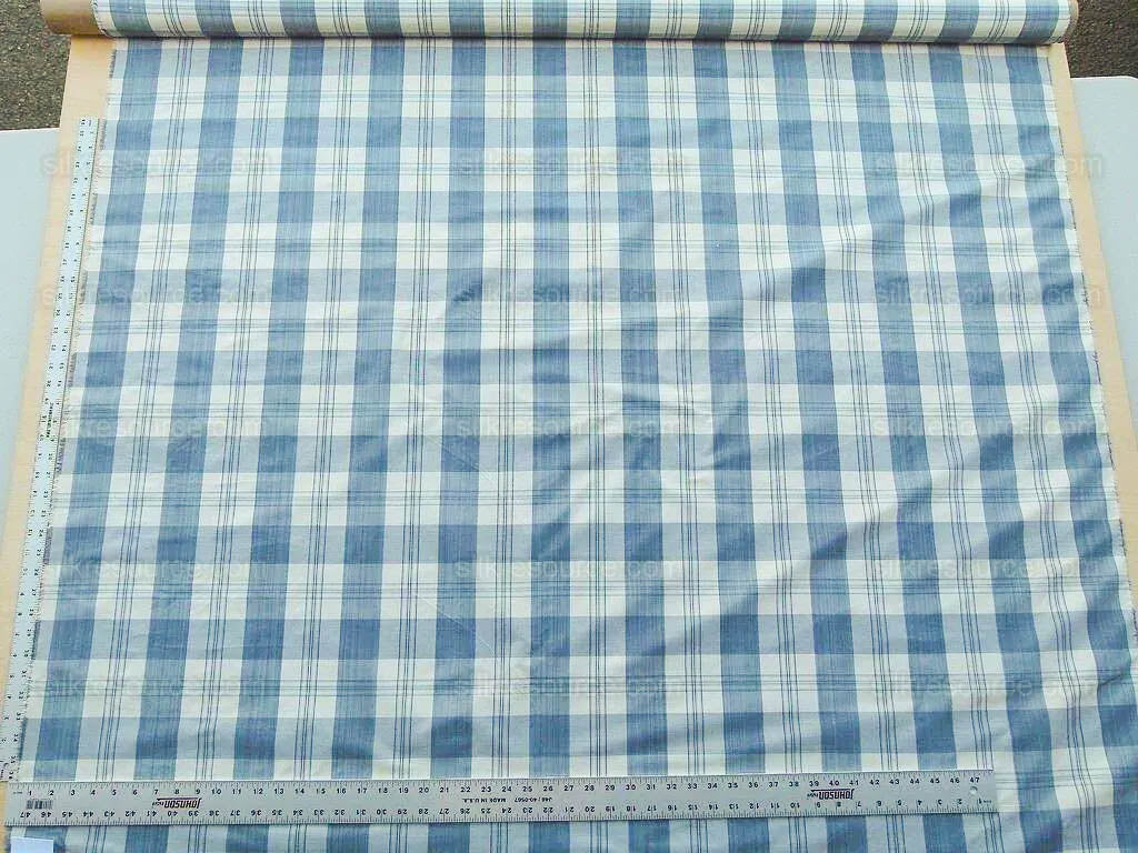 Scalamandre Astor Plaid Indigo Blue Cotton Silk MSRP USD 300/Y by yard
