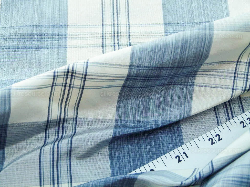 Scalamandre Astor Plaid Indigo Blue Cotton Silk MSRP USD 300/Y by yard