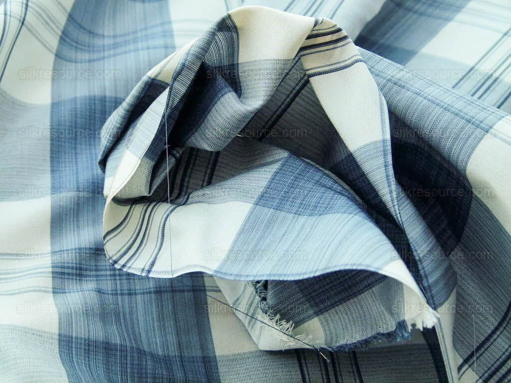 Scalamandre Astor Plaid Indigo Blue Cotton Silk MSRP USD 300/Y by yard
