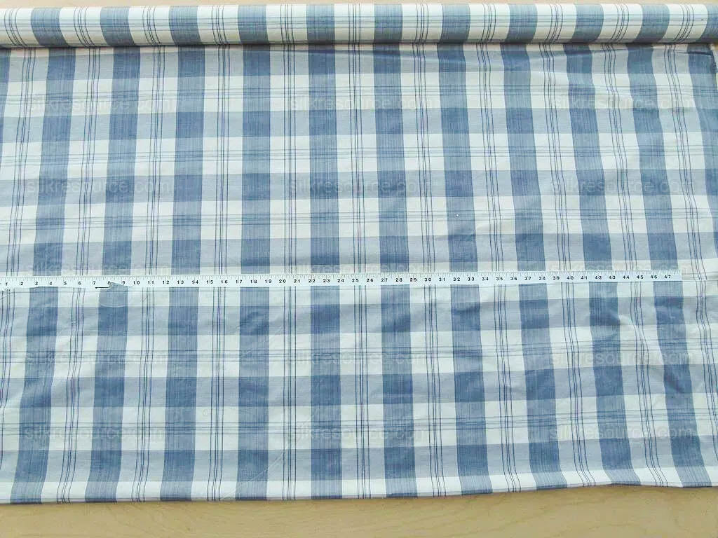 Scalamandre Astor Plaid Indigo Blue Cotton Silk MSRP USD 300/Y by yard