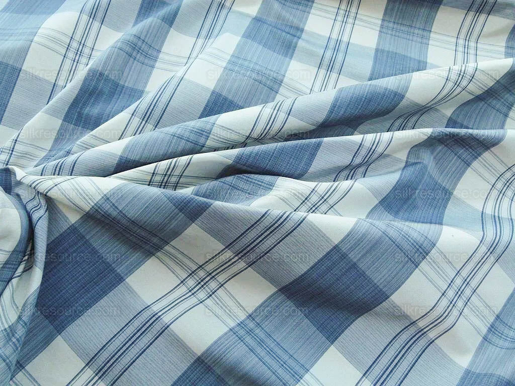Scalamandre Astor Plaid Indigo Blue Cotton Silk MSRP USD 300/Y by yard