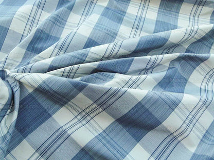Scalamandre Astor Plaid Indigo Blue Cotton Silk MSRP USD 300/Y by yard