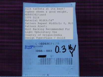 By yard Scalamandre Powers Court Plum Silk Taffeta Strie MSRP USD 342/Y