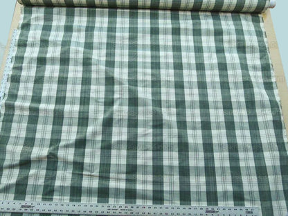 Scalamandre Astor Plaid Pine Deep Green Off White Cotton Silk MSRP USD 300/y by yard
