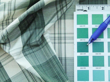 Scalamandre Astor Plaid Pine Deep Green Off White Cotton Silk MSRP USD 300/y by yard