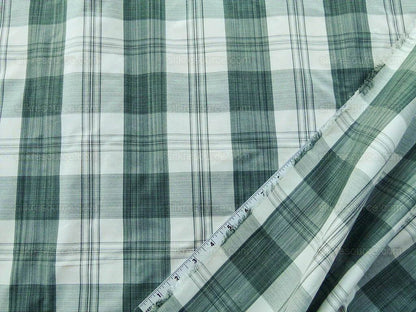Scalamandre Astor Plaid Pine Deep Green Off White Cotton Silk MSRP USD 300/y by yard