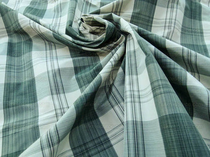 Scalamandre Astor Plaid Pine Deep Green Off White Cotton Silk MSRP USD 300/y by yard