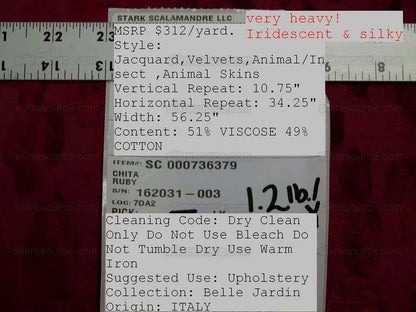 Chita Ruby Red From Scalamandre Silky &amp; Heavy Velvet MSRP USD 312/Y