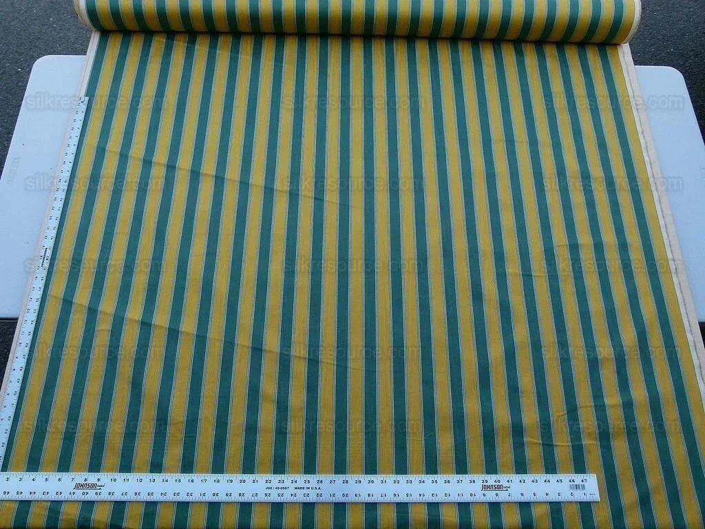 Belle Isle Stripe Evergreen Gold Brown Scalamandre Cotton Faille from France MSRP 200/y