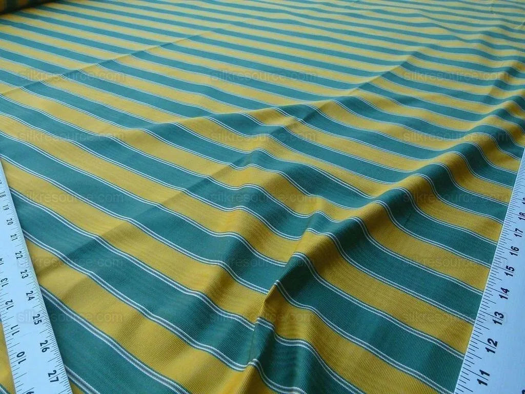 Belle Isle Stripe Evergreen Gold Brown Scalamandre Cotton Faille from France MSRP 200/y